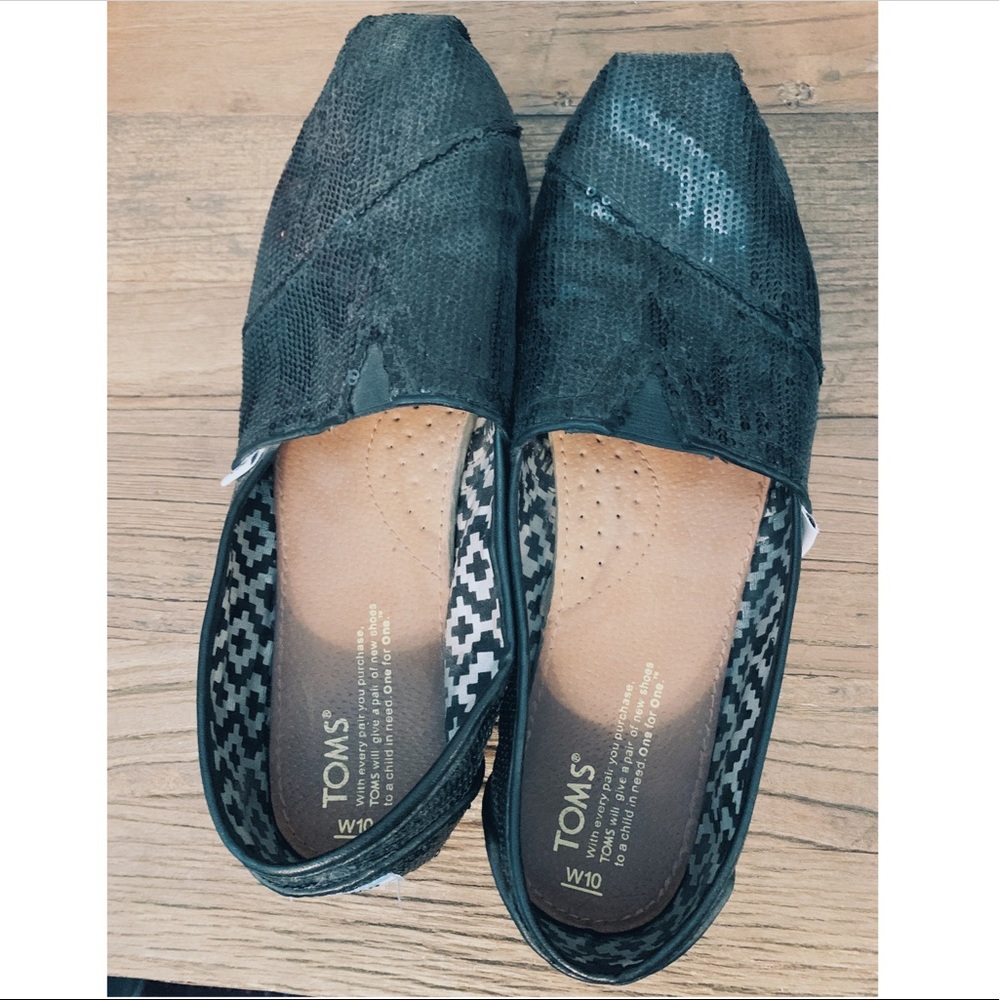 Black Sequin Toms Shoes